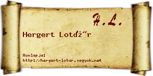 Hergert Lotár névjegykártya